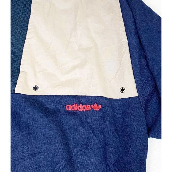 Vintage Adidas Sweater France Large Blue Tan Pockets Sport Activewear - Picture 3 of 8